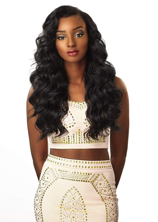 Sensationnel Instant Weave Half Wig - Dee Synthetic Wig Cap for Seamless Hair Blending (1B OFFBLACK)