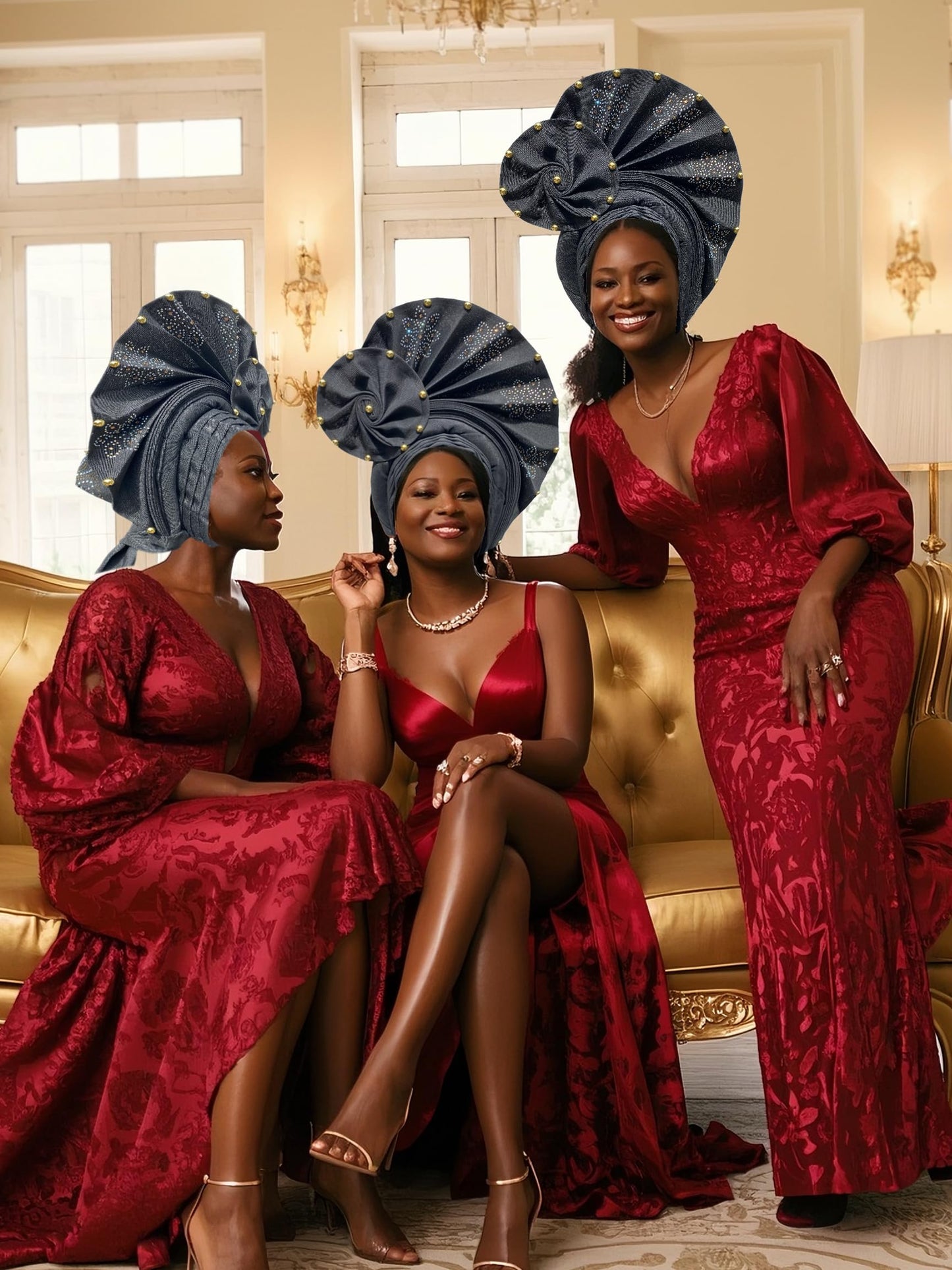 African Gele Head Wrap For Women African Gele Nigerian Turban Black