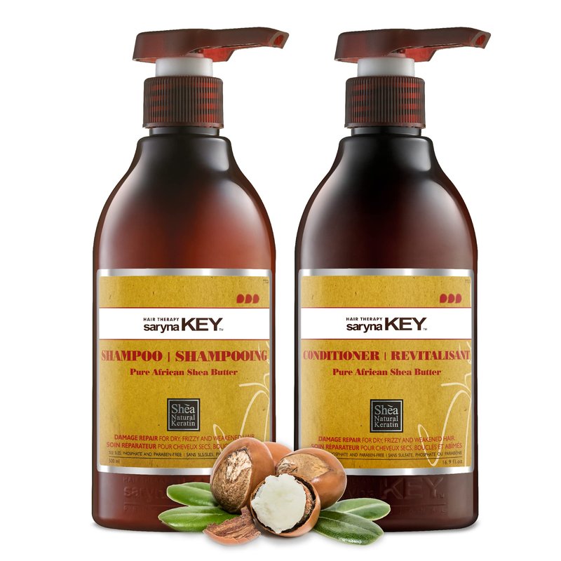 Saryna Key Damage Repair Light Shampoo & Conditioner Set – Lightweight Anti-Frizz Care with Shea Butter | Sulfate-Free Formula for Thin Hair | 16.9 oz Each