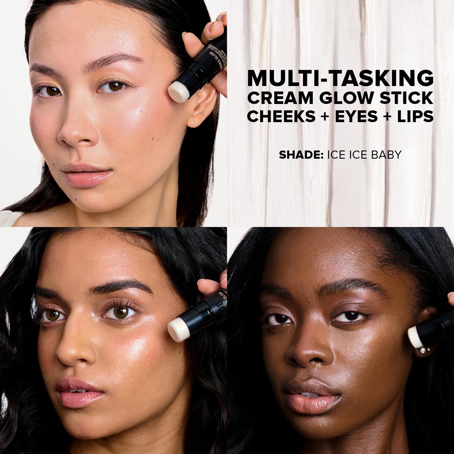 Nudestix Nudies Glow Highlighter Stick – Multi-Use Cream Highlighter for Face, Eyes & Body with Built-In Brush | Dewy, Radiant Finish for All Skin Tones | Ice Ice Baby