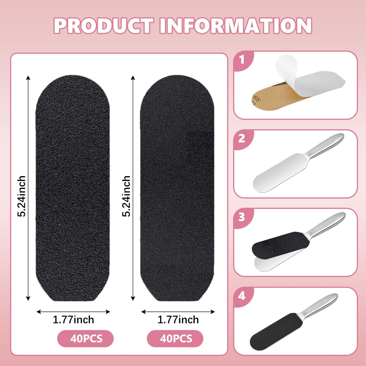 Flutesan 80 Pcs Professional Collection Stainless Steel Foot File Refill 180 Grit and 120 Grit Replacement Pads Coarse Fine Pedicure File Refills Foot Rasp Pad with Removable Glue