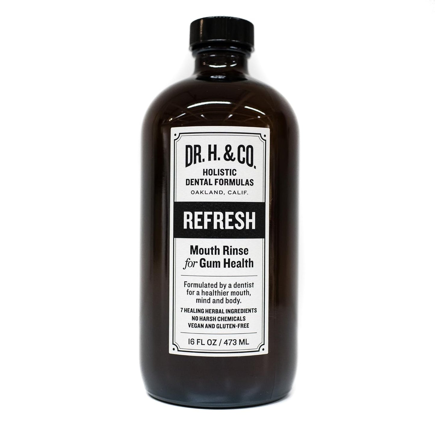Dr. H. & Co. Refresh Mouthwash - All-Natural Herbal Rinse for Healthy Gums & Teeth | 16oz