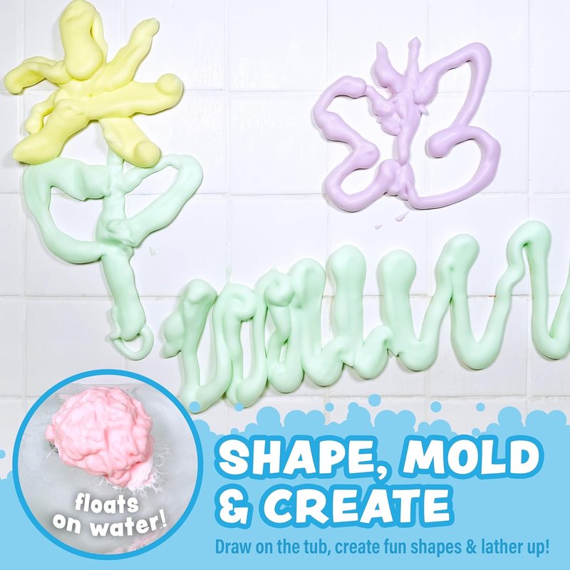 Fluffy Foam Soap for Kids - Create Bath Art with 6-Pack Variety | Gentle Cleansing & Soft Foam | Easy Spray Nozzles, Fruity Colors
