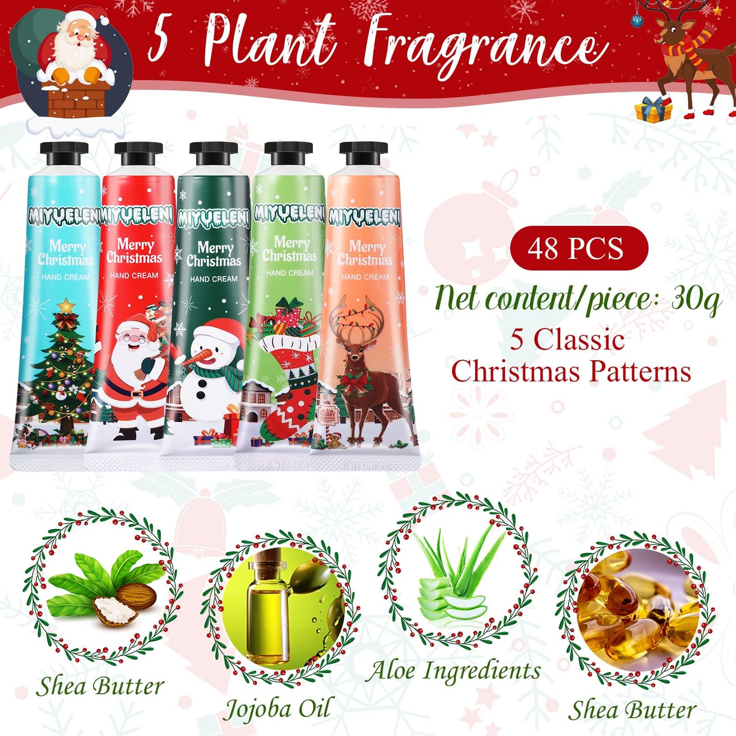 Dansib 48 Pcs Christmas Hand Cream Gift Sets for Dry Cracked Hands Moisturizing Hand Lotion Small Travel Lotion Stocking Stuffers Gift Set for Women Mom Girlfriend Christmas Birthday