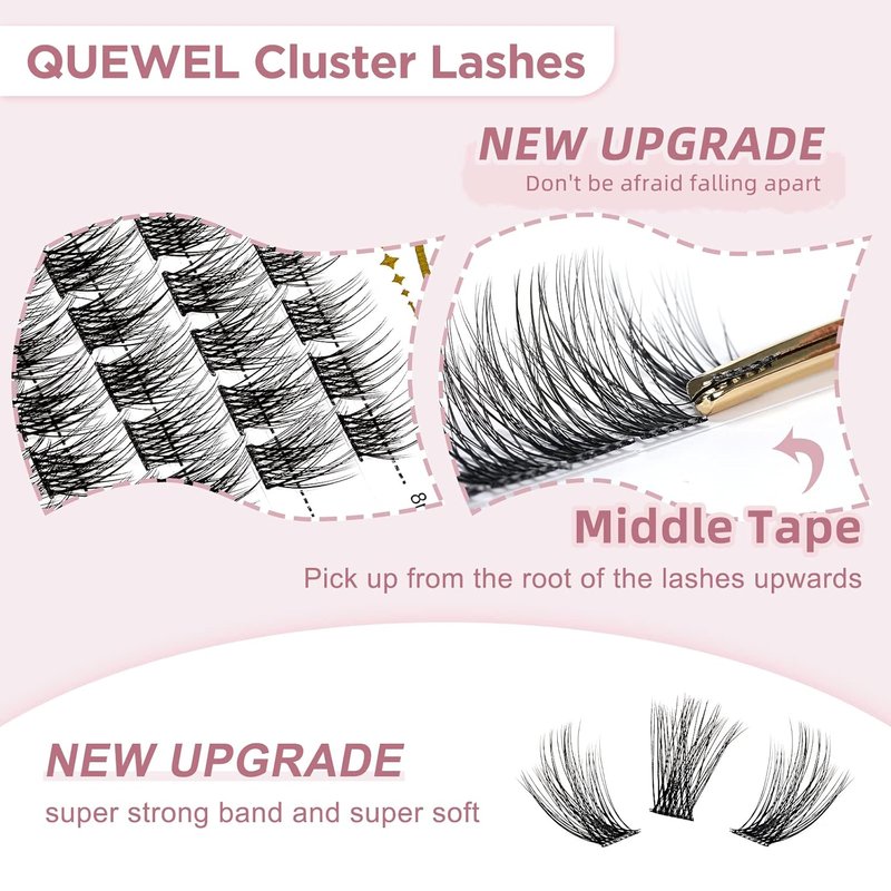Lash Clusters - 72 Pcs DIY Individual False Eyelashes | Soft & Durable 8-16mm Mix for Home Makeup