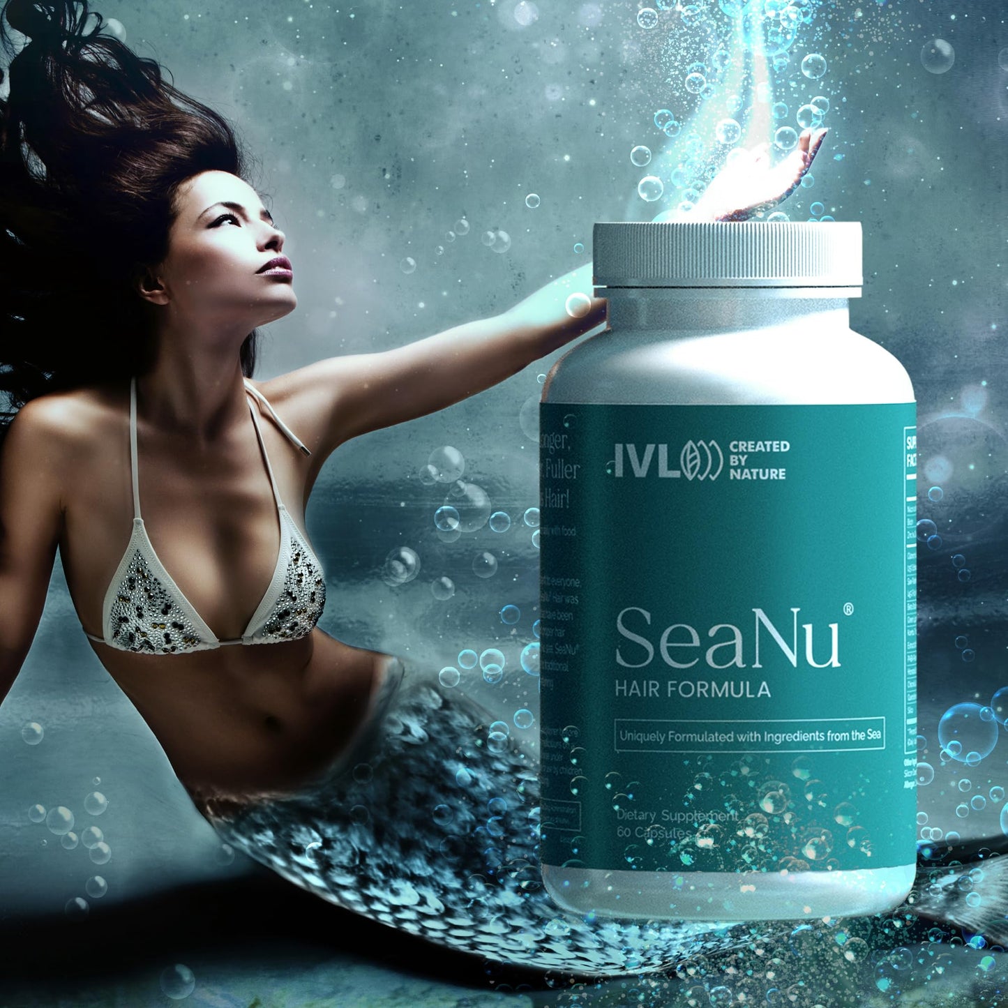 IVL - SeaNu Hair Vitamins Supplements - Hair Strength, Strand Thickness, Hair Growth - with Biotin, Vitamin B3, Zinc, Saw Palmetto Berry Extract, Green Lipped Mussel - Vitamin Hair Growth (1 Pack)