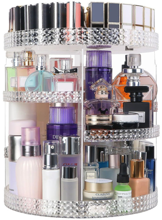 HEMTROY 360 Degree Rotating Makeup Organizer, Extra Large Capacity Perfume Organizer, Removable DIY 7 Layers Make up Organizer for vanity, Cosmetic Display Case Organizador De Maquillaje (Clear)