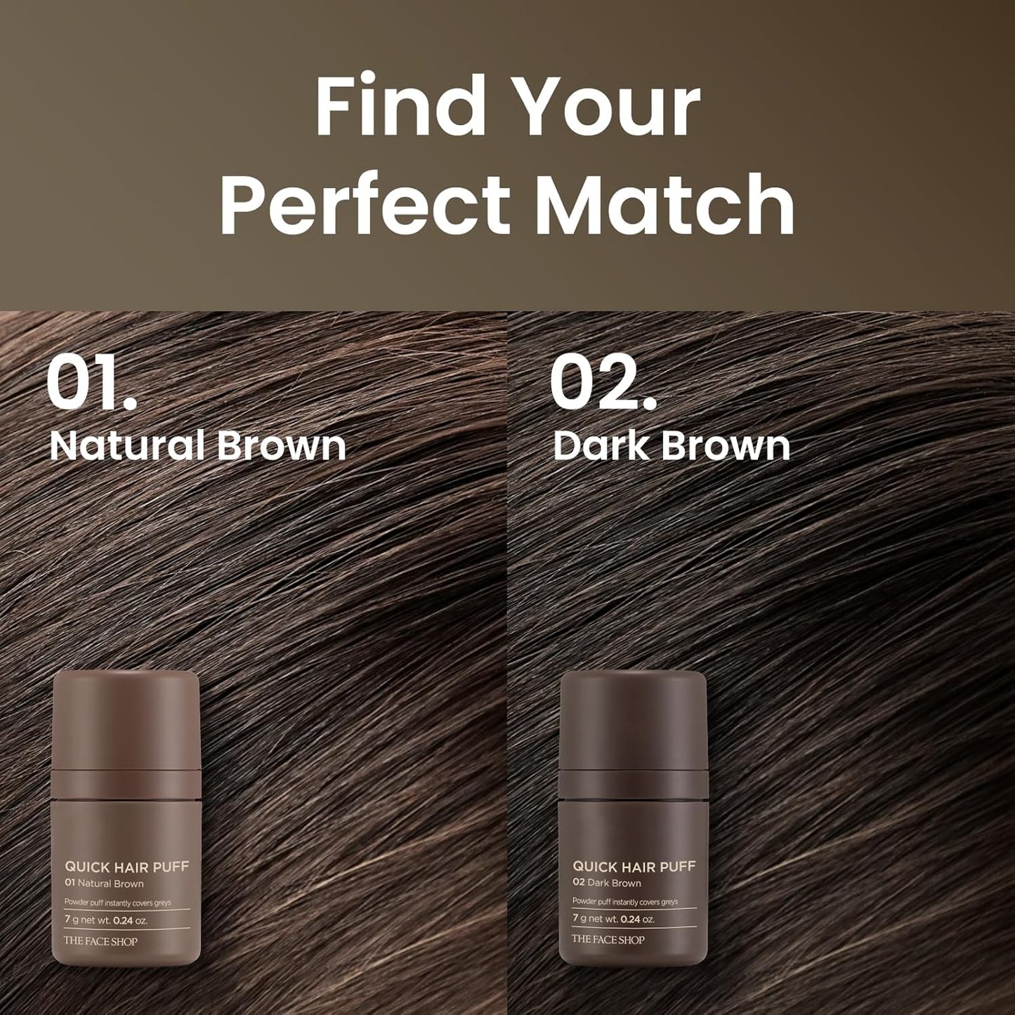 Quick Hair Puff - Natural Brown Root Touch-Up Powder for Hair Loss | Hair Fibers for Thinning Hair & Gray Concealment