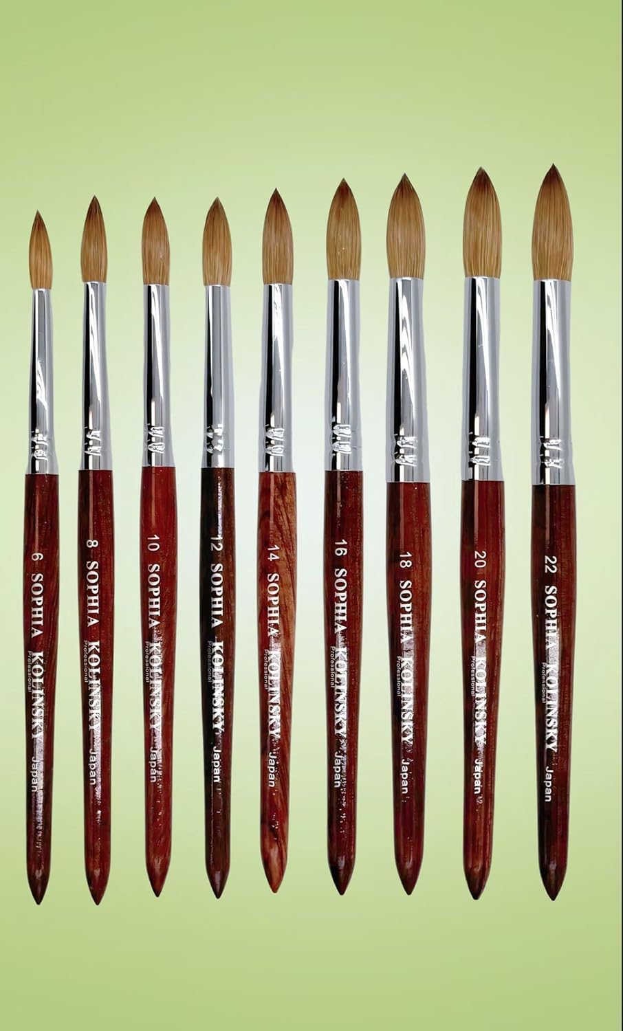 Kolinsky Acrylic Nail Brush - Round Shape with Redwood Handle | Size #6 to #22 (Choose Size #14)