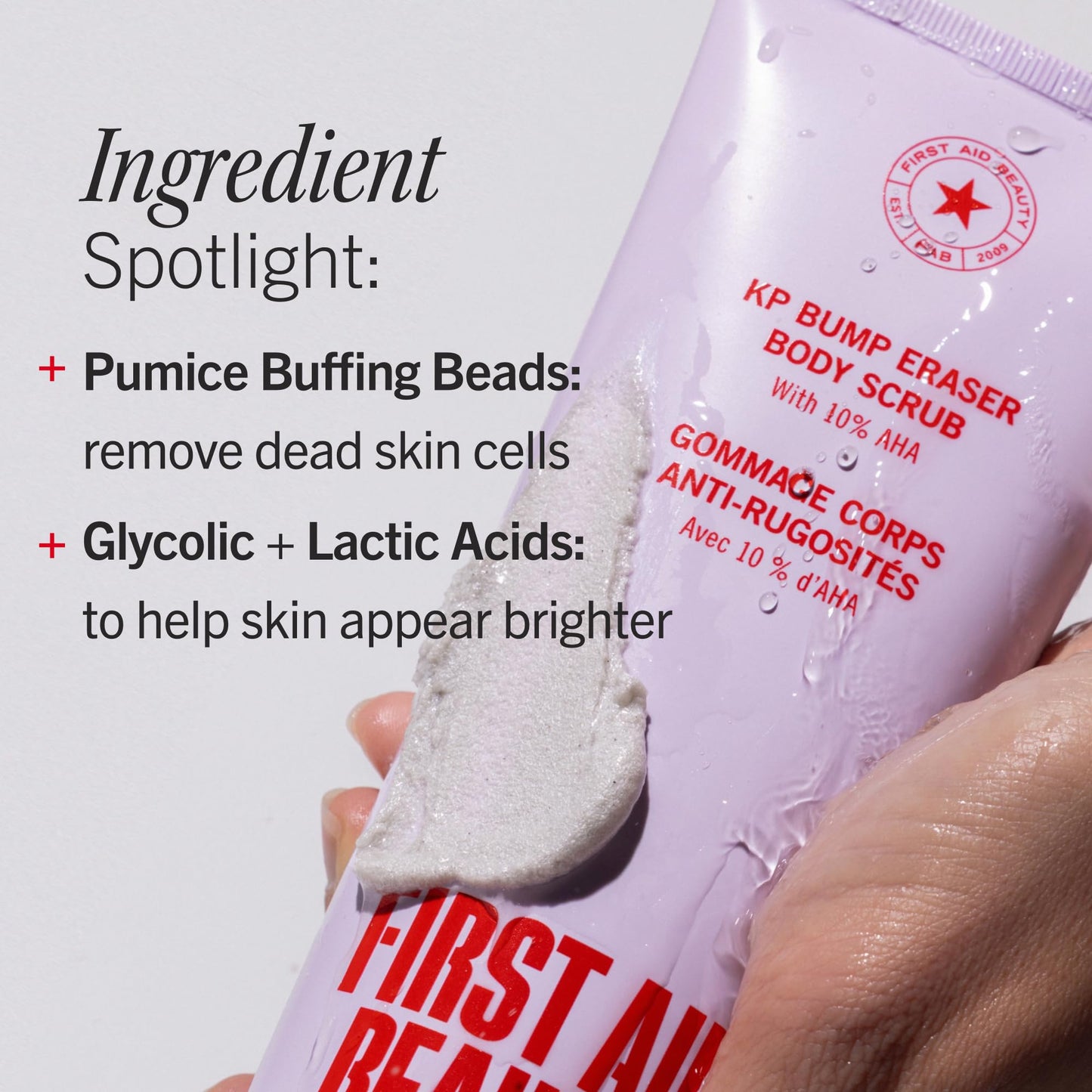First Aid Beauty - KP Bump Eraser Body Scrub with 10% AHA, Keratosis Pilaris Skin Exfoliater with Glycolic and Lactic acids, Helps Reduce Chicken Skin Bumps, Safe for Sensitive Skin, 4 oz