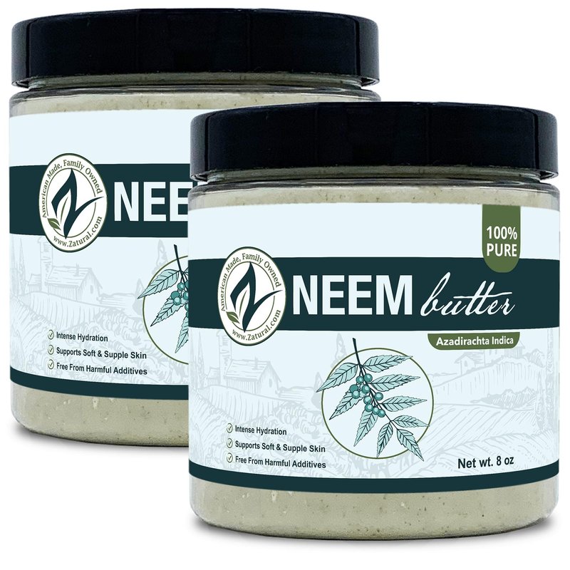 Zatural Organic Neem Butter-Coconut Oil, Neem Oil, Neem Leaf, Marula Oil, Kokum Butter, Rosemary, For Sensitive Skin, Itchy Skin, 2 Pack, 8 oz.
