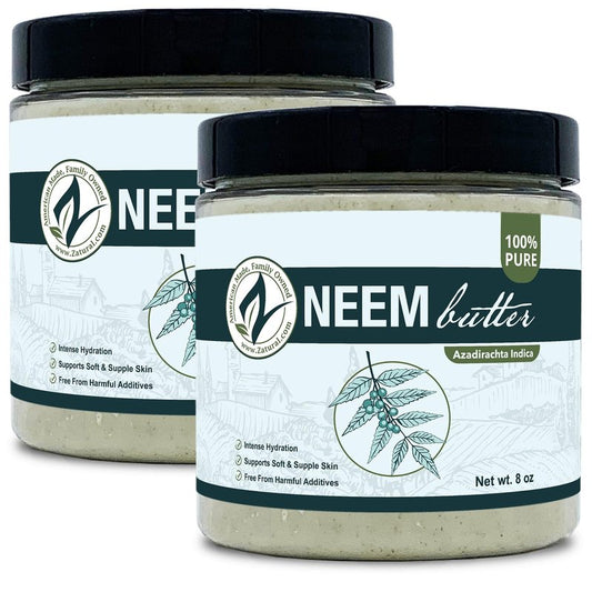 Zatural Organic Neem Butter-Coconut Oil, Neem Oil, Neem Leaf, Marula Oil, Kokum Butter, Rosemary, For Sensitive Skin, Itchy Skin, 2 Pack, 8 oz.