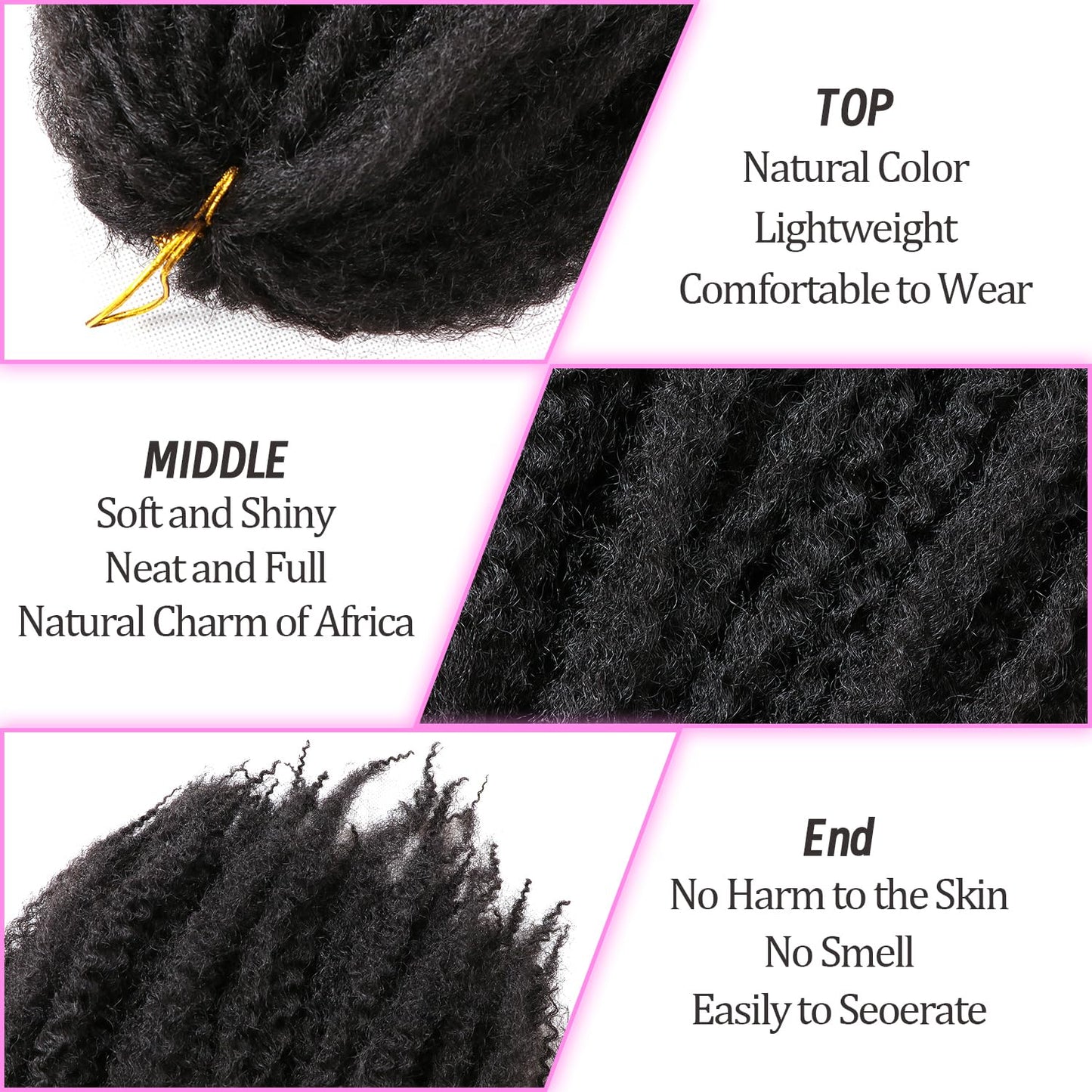 Marley Twist Braiding Hair-18 Inch 180Roots/unfold Soft Soft Marley Twist Hair For Twists 6 Packs Lightweight Cuabn Twist Hair For Black Women (18 Inch 6 Packs, 1B#)