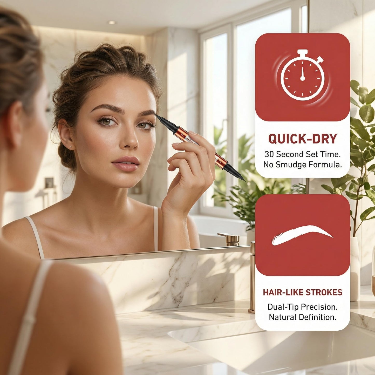 YeMoMo Double-Headed Eyebrow Pen, Ultra-Precise Dual Brush Tip, Long-Lasting Hair-Like Strokes, Available in 5 Natural Shades (1#Lgiht Brown)