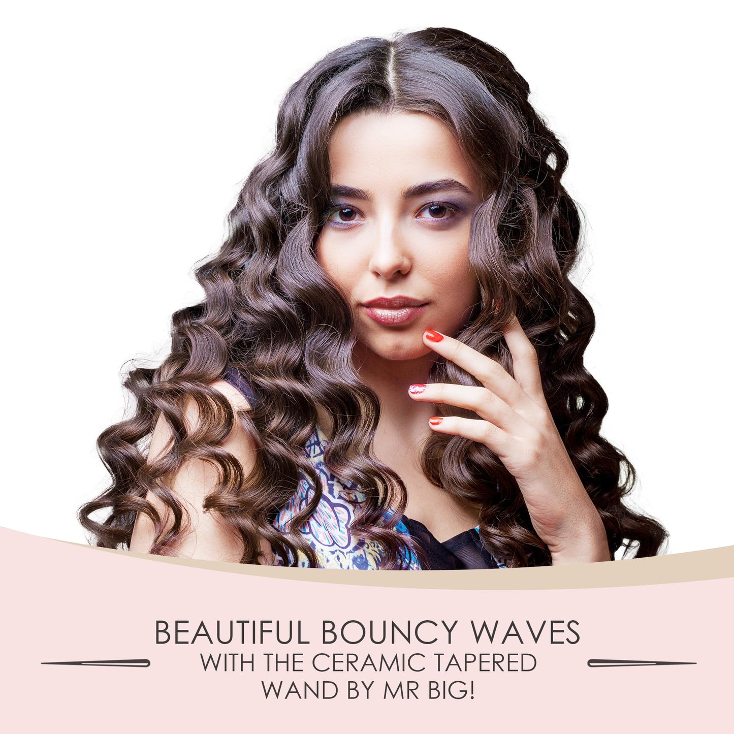 Mr Big Tapered Curling Wand – Long Barrel with Ceramic Coating for Long Hair – Conical Shape, 6 Heat Settings, Dual Voltage, Auto Off – Unique Taper from 2/3” to 1.25” Diameter