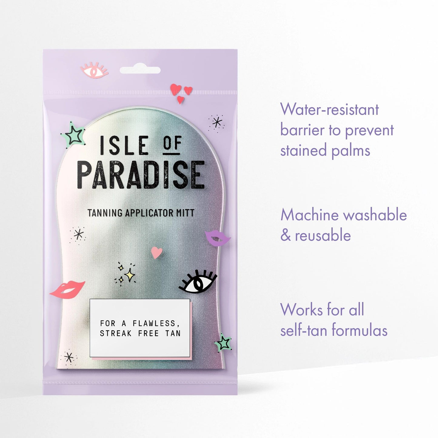 Isle of Paradise Tanning Applicator Mitt, Water Resistant & Streak Free Self-Tan Applicator, Protect Hands, Machine Washable & Reusable, 1 Count