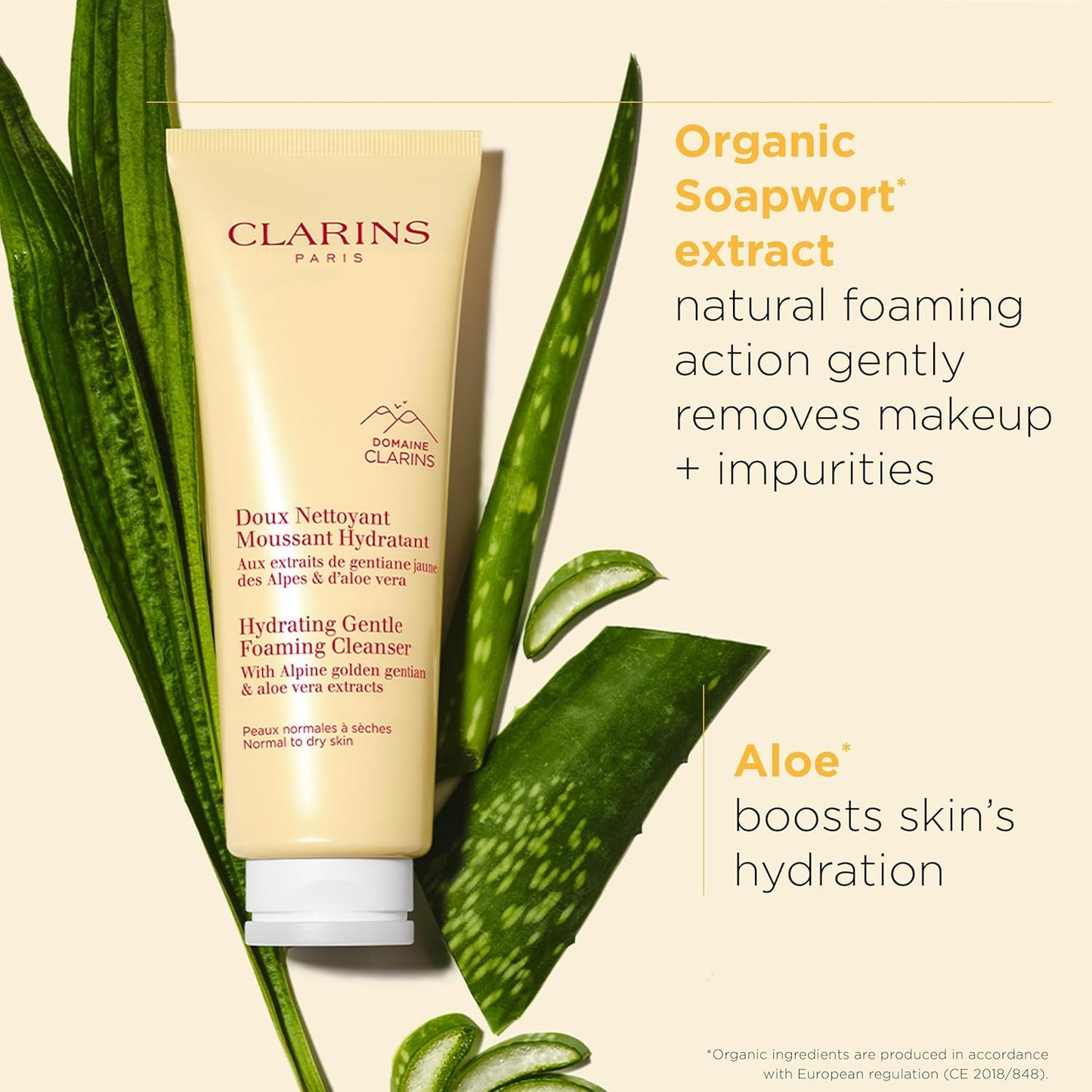 Clarins Hydrating Gentle Foaming Face Cleanser - Soothes & Softens | Aloe Vera for Hydration | Normal to Dry Skin
