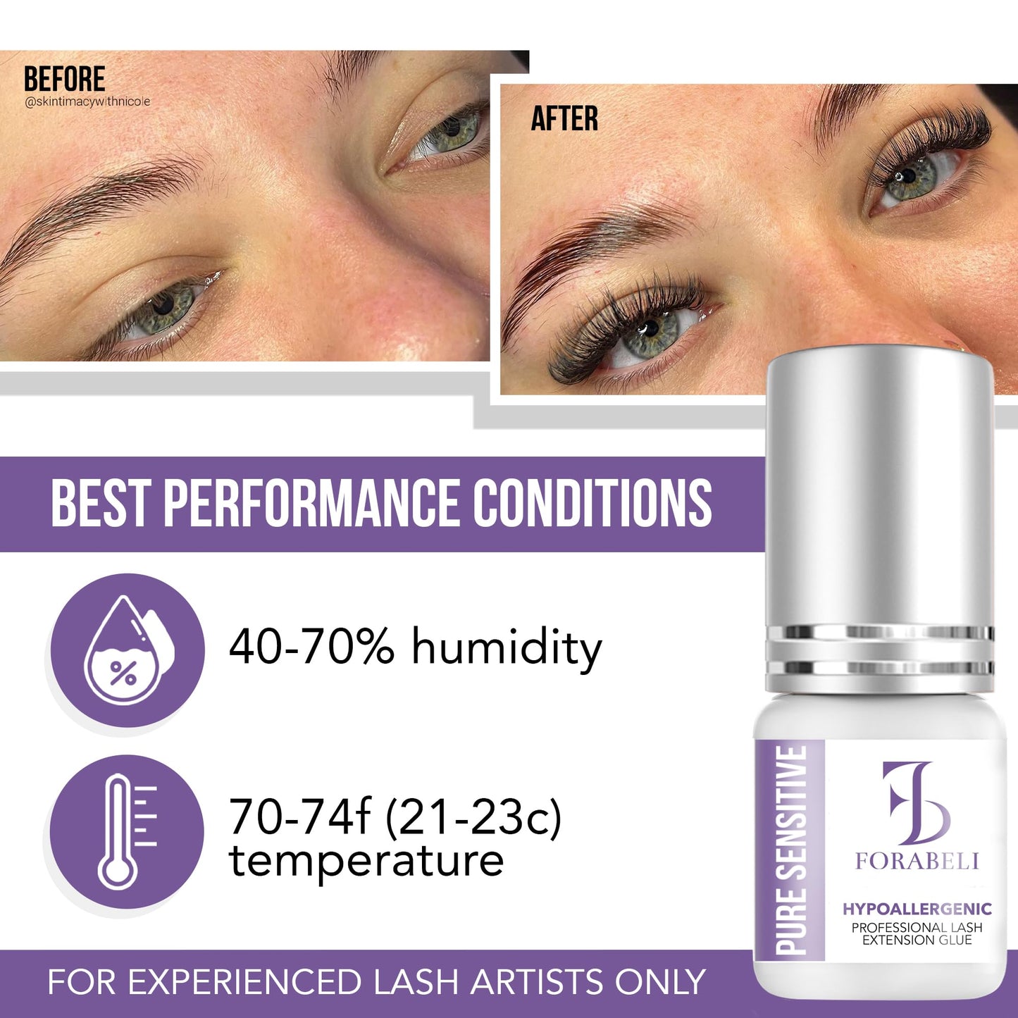 Forabeli Lash Shampoo and Pure Sensitive Lash Extension Glue Bundle - Gently Cleanses Lashes & Removes Makeup - No Fumes, Ideal for Sensitive Eyes - Complete Set for Long-Lasting Eyelash Extensions