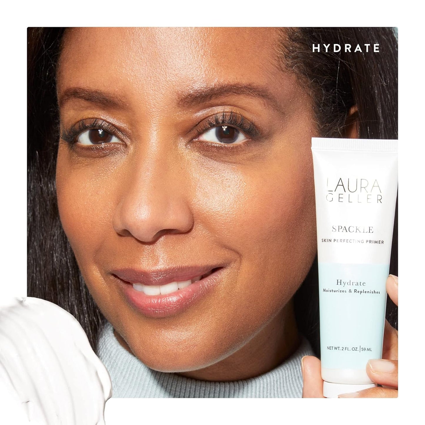 Laura Geller Makeup Primer - Super-Size Hydrating Spackle with Hyaluronic Acid | Includes Airbrush Kabuki Brush