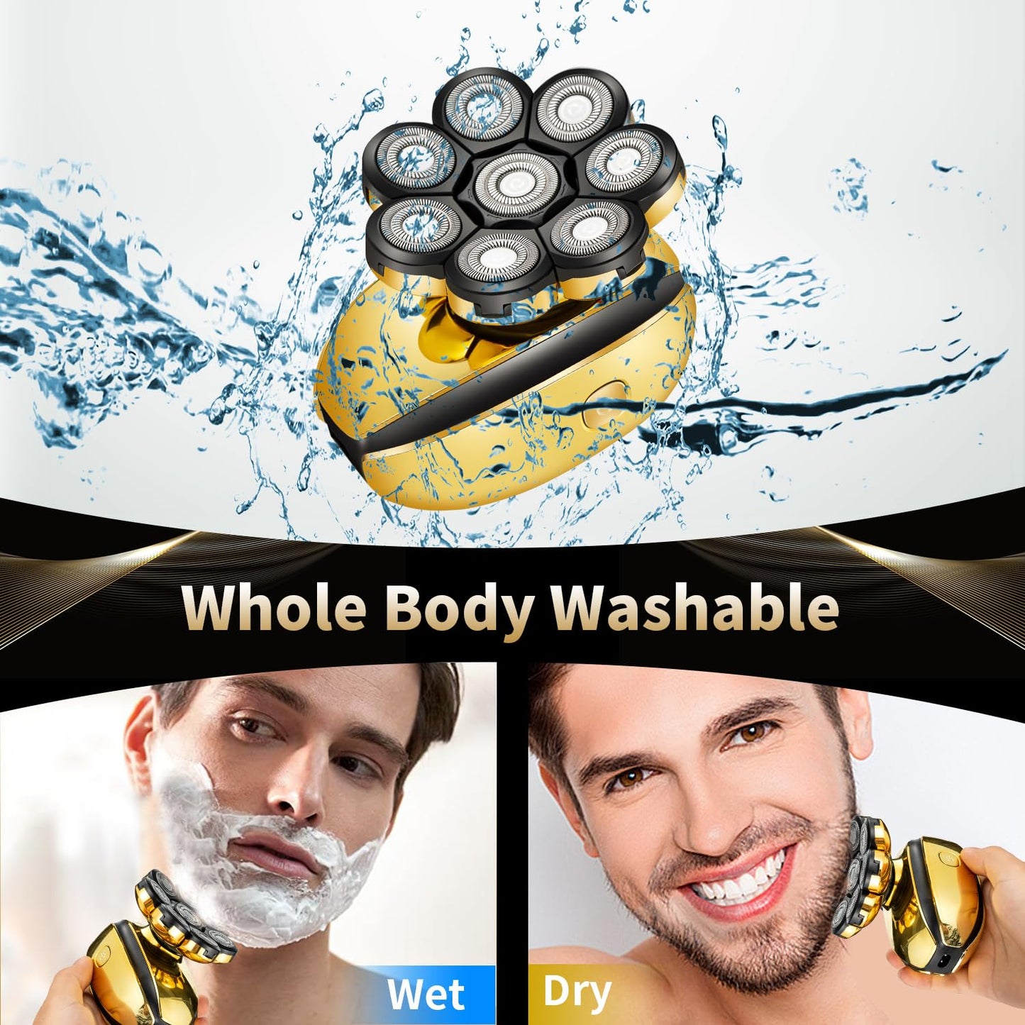 ROZIAPRO Head Shavers for Bald Men Rechargeable Electric Shavers for Men Cordless Electric Razor Waterproof 8D Head Hair Shaver Multifunctional Rotary Shaver Grooming Kit