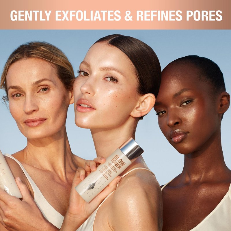 Charlotte Tilbury Glow Face Toner Mini - Exfoliating Toner for Oily Skin - Helps to Reduce the Appearance of Pores, Hydrate & Plump Skin - Delicately Scented with Rose & Lemon (30ml)
