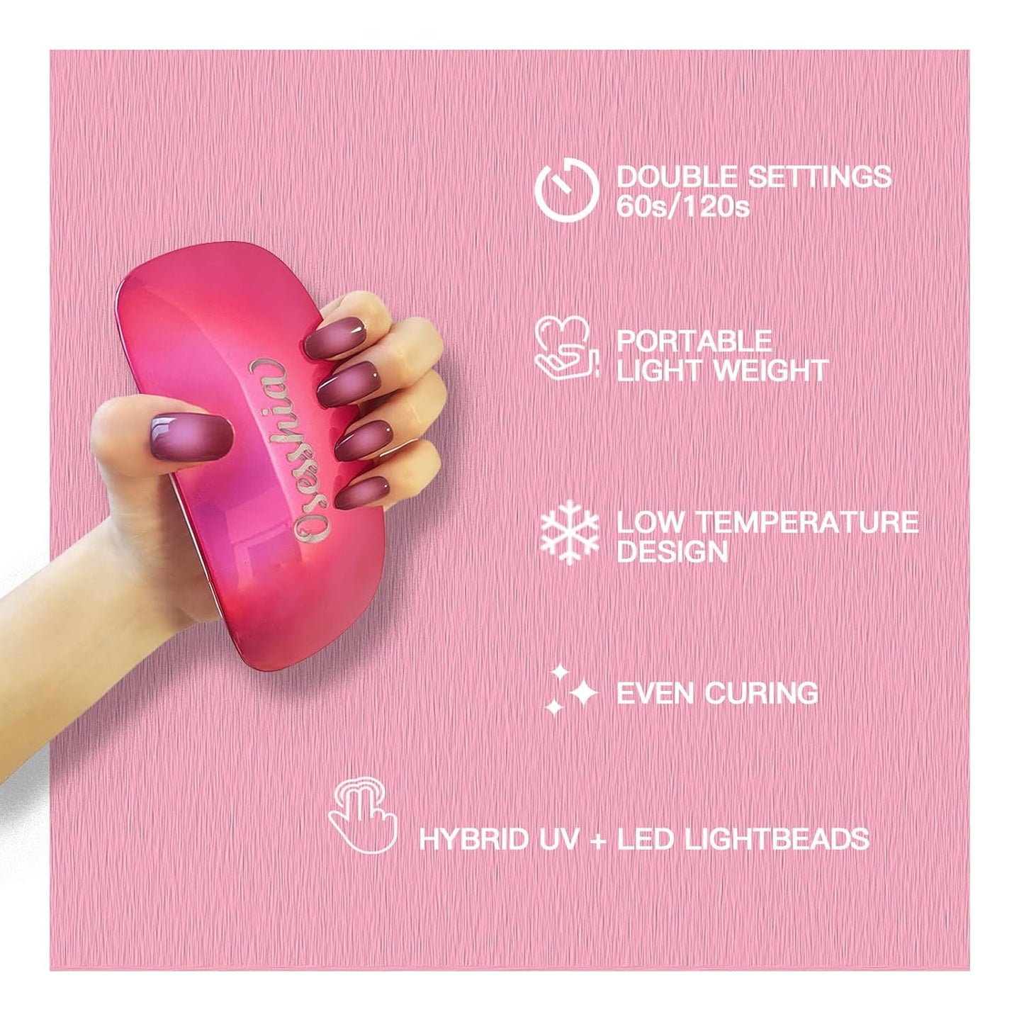 Semi Cured Gel Nail Strip Starter Kit - 60 Nail Stickers, UV Lamp & Tools for Salon Quality Christmas Nails