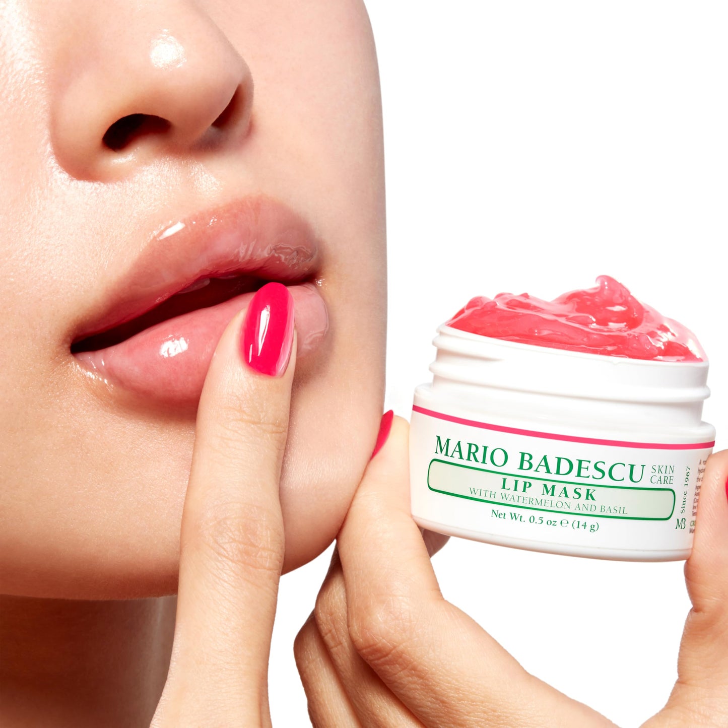 Mario Badescu Lip Mask with Watermelon & Basil for All Skin Types, Overnight Lip Treatment Enriched With Skin Softening Coconut Oil, Hydrating Shea Butter, Papaya Oil & Squalane, 0.5 Oz