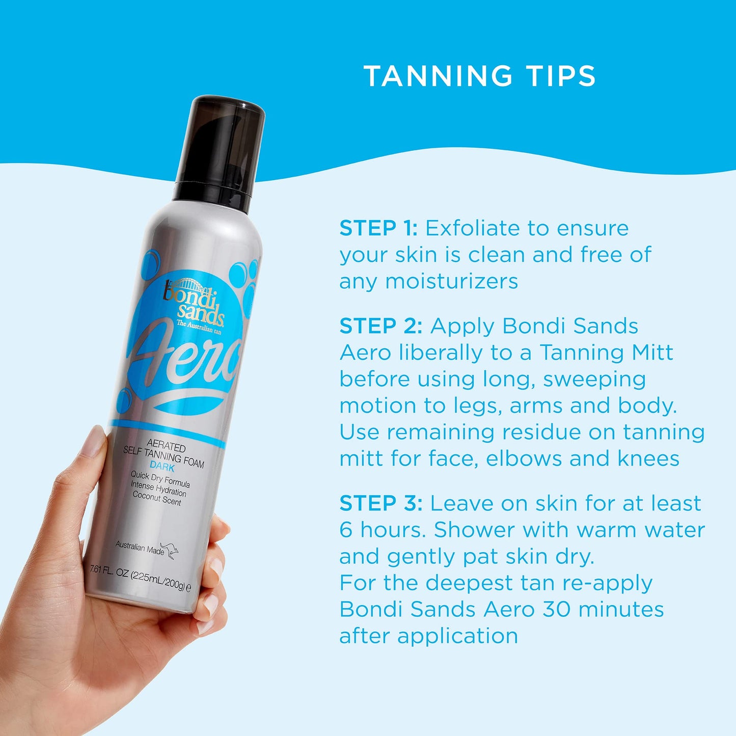Bondi Sands Aero Dark Self Tanning Foam + Application Mitt | Includes Lightweight Sunless Foam + Reusable Mitt for a Flawless Finish ($35 Value)