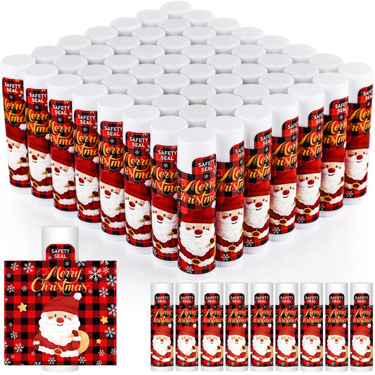 DMSKY Christmas Lip Balms Bulk 60 Pcs, Christmas Stocking Stuffers-Ideal Christmas Gifts for Women Men-Christmas Party Favors for Teachers Coworkers-Christmas Tree