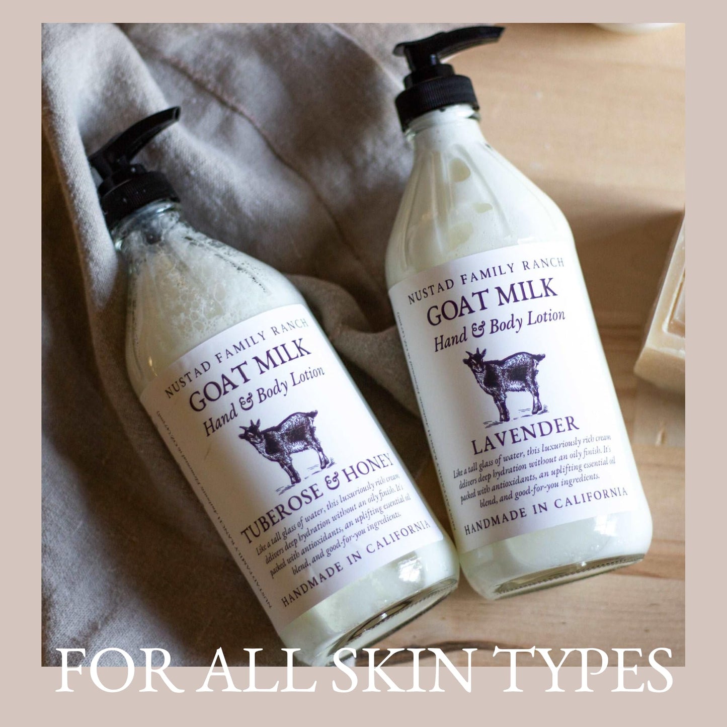 Goat Milk Body Lotion for Dry Sensitive Skin – Natural Moisturizer for Face, Hands & Body – Handmade, Fast-Absorbing, Lightweight, Non-Greasy – Multiple Scents (16oz, Lavender Amber)