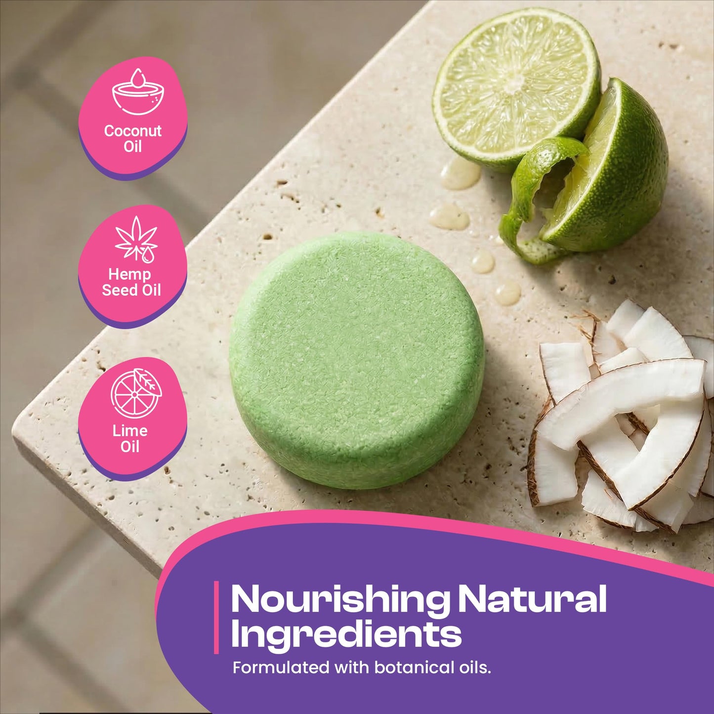 Sweet & Sassy Conditioner Bar Pack of 3, Made in USA, Bar Conditioner for Hair Plastic Free Color Safe Travel Friendly - Coconut Lime/Smiles