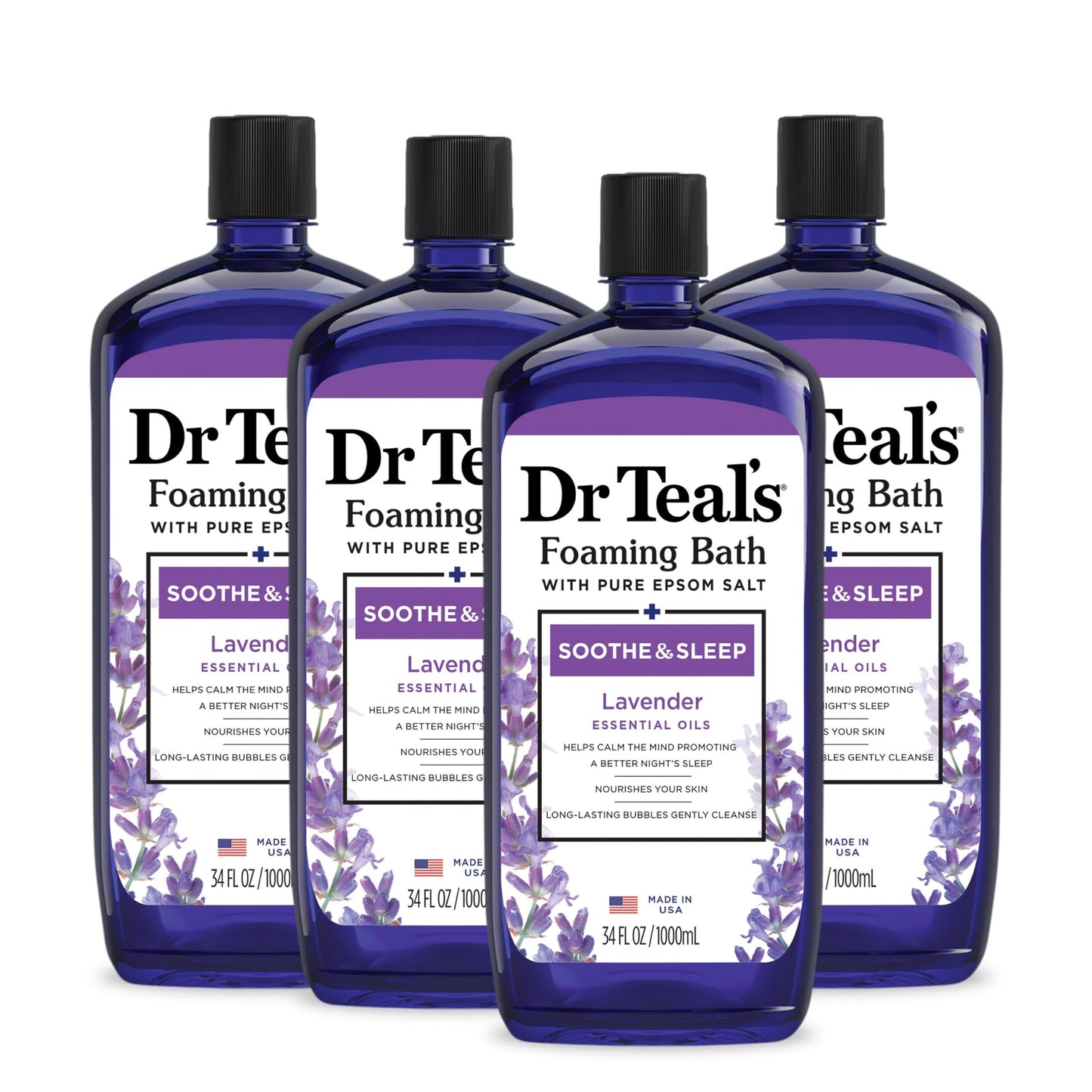 Dr Teal's Foaming Bath & Epsom Salt Soak, Lavender Scent, Soothe & Sleep, 34 fl oz & 3 lbs