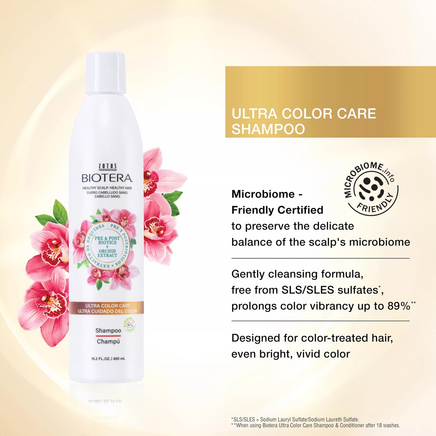 Biotera Ultra Color Care Shampoo for Vivid Color-Treated Hair - Protects & Extends Vibrancy with Coconut & Orchid Extract, Enhances Shine & Softness, Sulfate-Free, Vegan