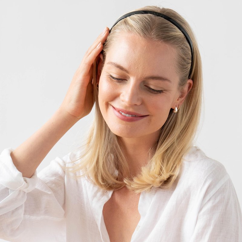 Black Headband for Women, France Luxe 1/2" Ultracomfort, Flexible Fit Plastic Headband with Gentle Teeth, Comfortable, All-Day Hold