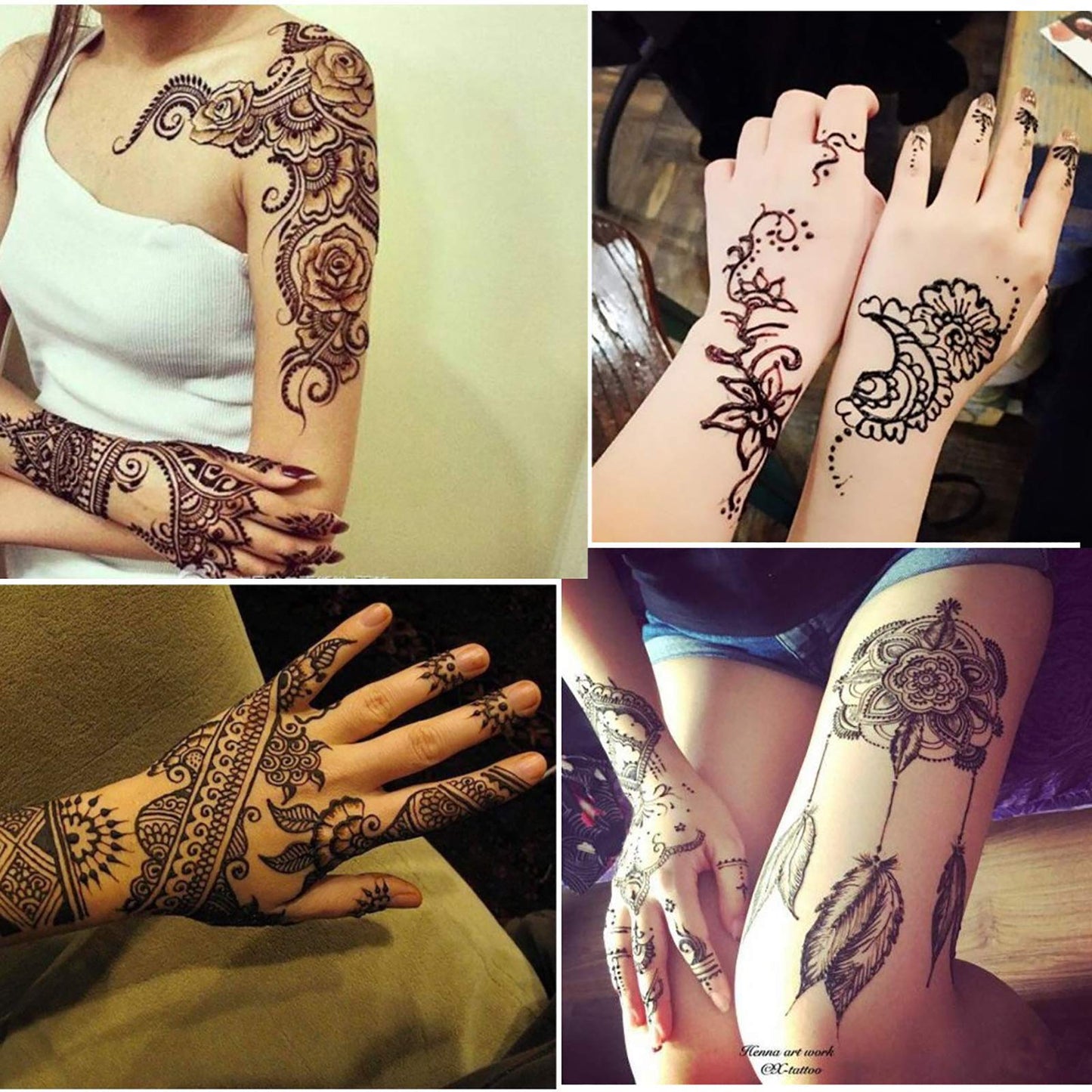 Temporary Tattoos Kit, Yomagine Semi Permanent Tattoo Ink, DIY Fake Freckles Temporary Tattoos for Women Men Teen, Summer Trend Freehand Ink with 78 Pcs Tattoo Stencils, Jagua Gel - Full Kit 5 Bottles