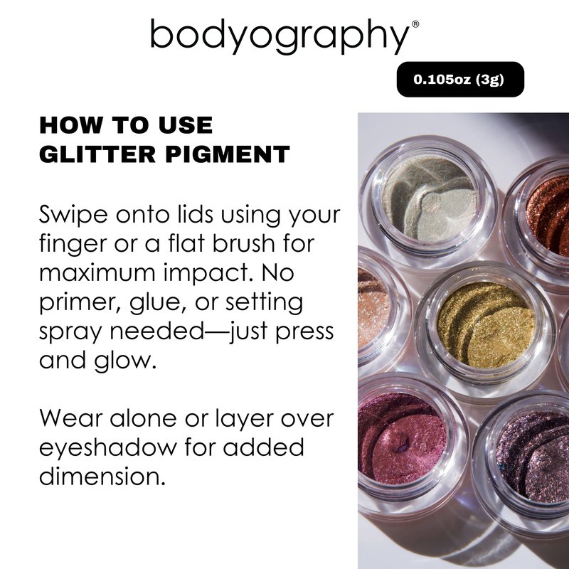 Bodyography Glitter Pigment Eye Shadow | Long Wear Shimmer Eyeshadow | Vegan, Talc & Paraben Free | Cream Powder Formula | Sparkler (Peach Gold) 1.5 g