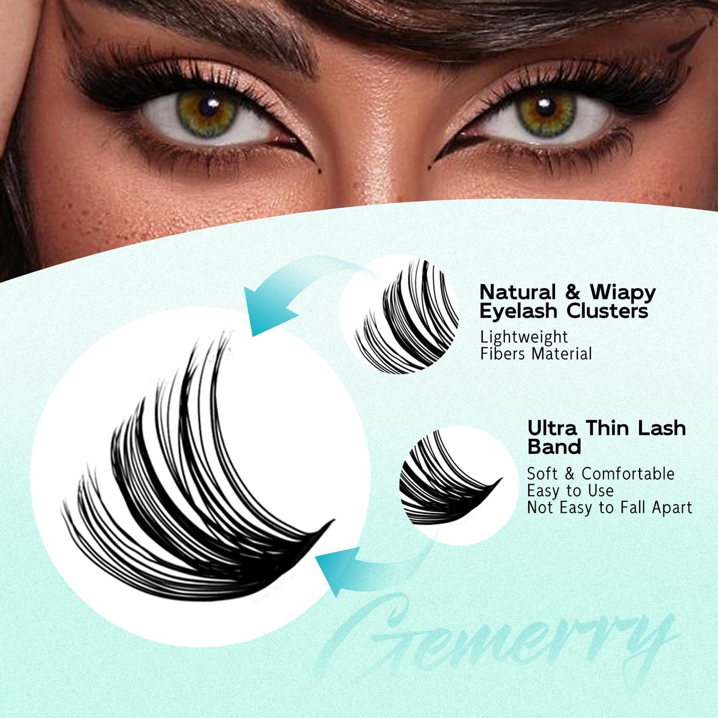 GEMERRY Lashes Clusters Kit Thick Lash Clusters 3 Styles 840Pcs Fluffy Lash Clusters Kit with Waterproof Bond and Seal Remover Tweezers for Beginners（30P+40P+50P）