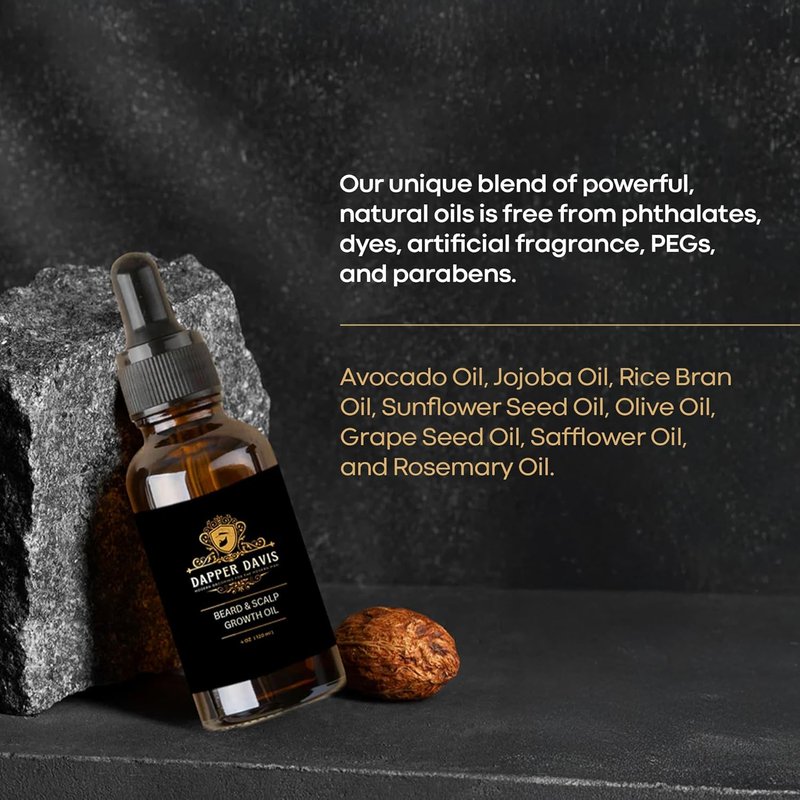 Beard Growth Oil for Men - Avocado, Jojoba & Rosemary Formula | Softens & Thickens Facial Hair (4 oz)