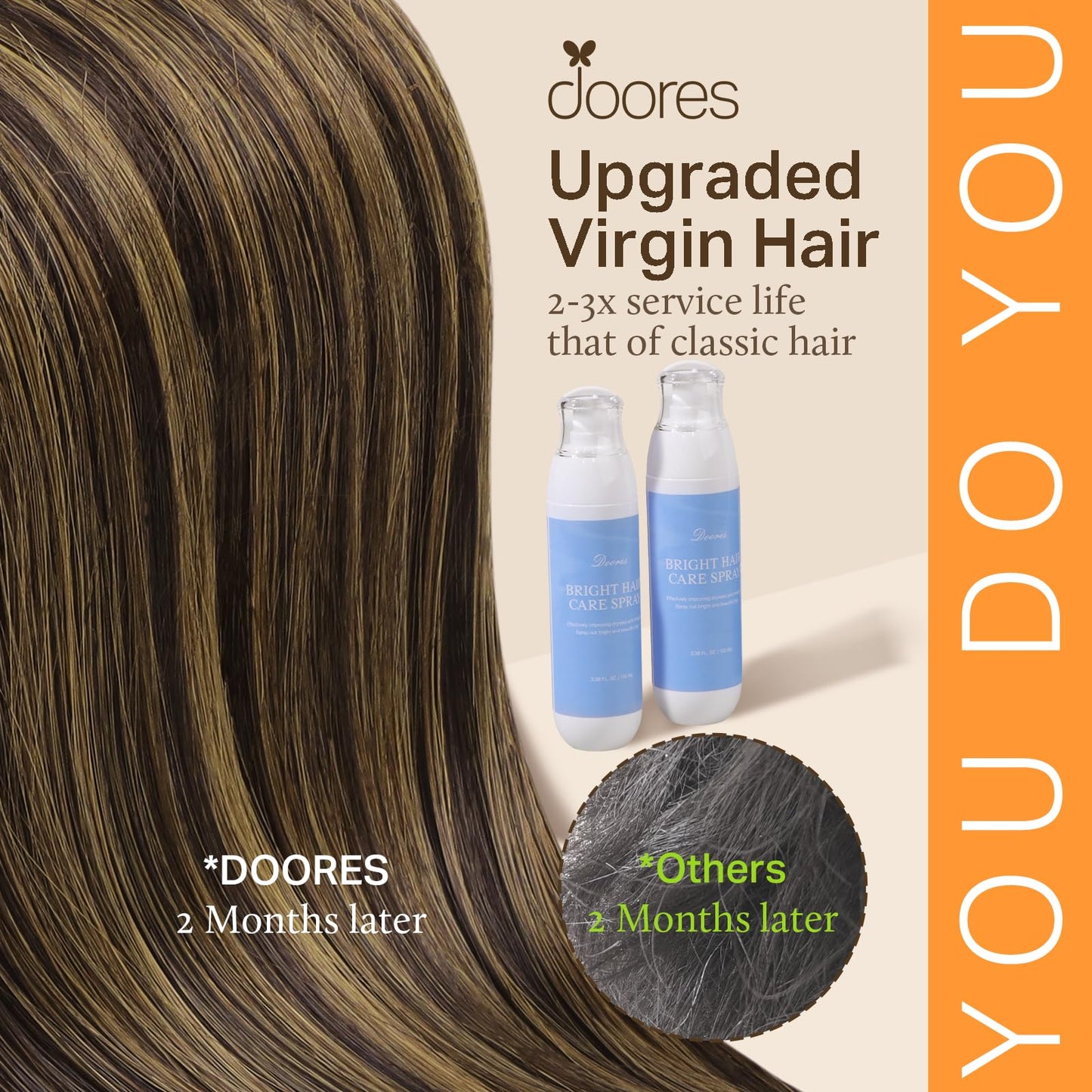 DOORES I Tip Hair Extensions Real Human Hair, Balayage Dark Brown to Chestnut Brown 18 Inch 50g/50s,I Tips Invisible I Tips Extensions Cold Fusion