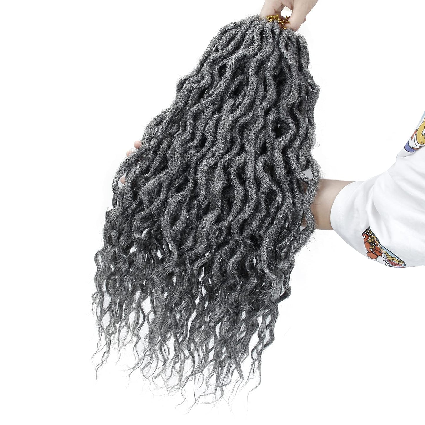 Faux Locs Crochet Hair 24Inch 6Packs Crochet Locs,Boho Faux Locs With Curly Ends Soft Dreadlock Crochet Hair for Black Women(24'', Grey)