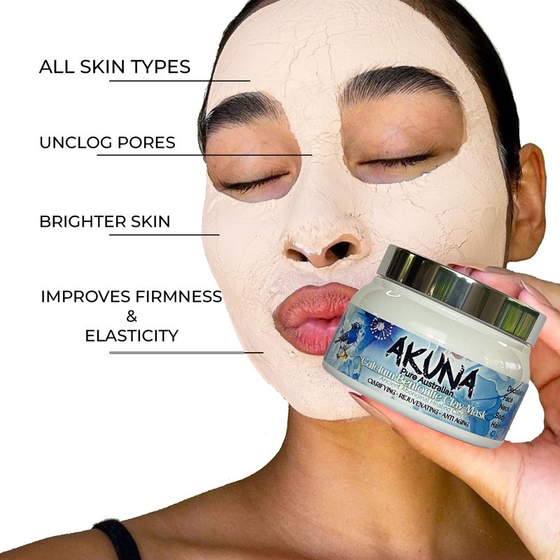 AKUNA Ancient Australian Healing Clay, Calcium Bentonite Clay Mask Powder- Essential Facial Skincare for Detox, Rejuvenating, Anti-Wrinkle, Blackhead removal and Blemish Control