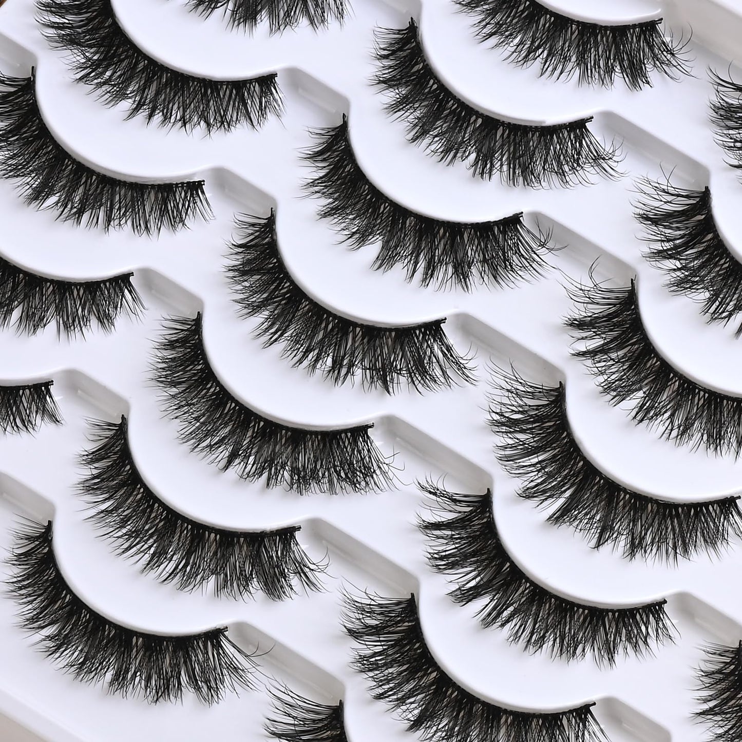 WEIAIDAPD Wispy Lashes Natural False Eyelashes 14 Pairs Cat Eye Lashes Strips 9-14mm Fake Mink Lash Pack Wispies Strip Eyelash Short Small Fluffy Pestañas Postizas for Everyday Wear