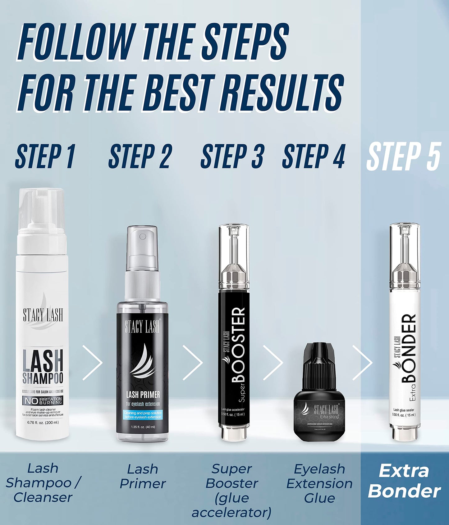Super Booster 15ml & Extra Bonder 15ml - Stacy Lash/Adhesive Accelerator/Lash Extension Glue Activator/Sealer/Prevents Shock Polymerization/Professional Supplies for Eyelash Extensions