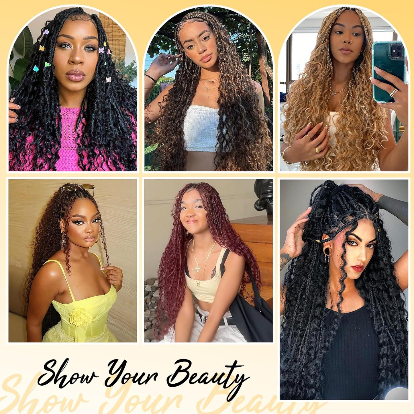 Eacia 20 Inch Water Wave Braiding Hair - 2 Bundles 200g Ginger Curly Extensions for Boho Braids | Micro Twist, No Weft