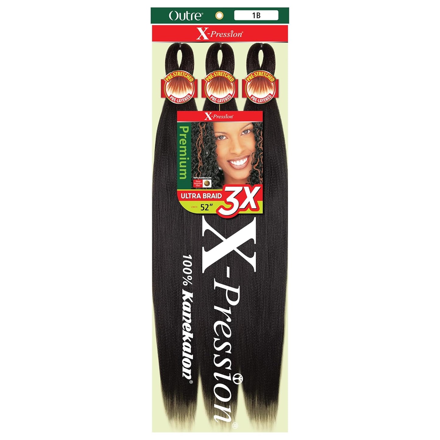 Outre X-Pression Braid - Pre-Stretched 52" Braiding Hair | 3X Medium Brown (5 Pack)