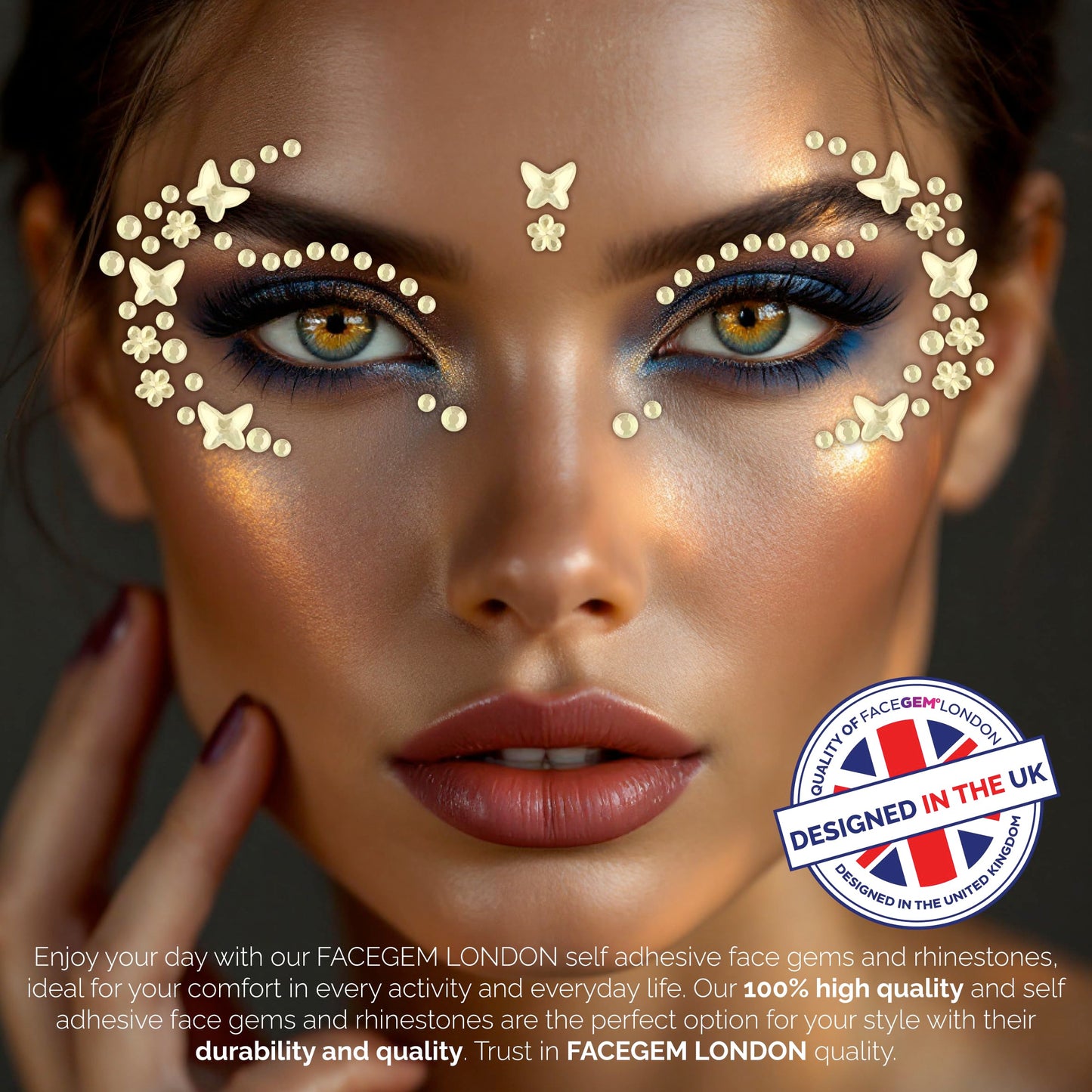 3 PCS Face Gems – Face Jewels - Self-Adhesive Rhinestone Face Jewels for Makeup, Party & Rave Looks - Eye Gems, Face Glitter, Self- Adhesive Festival Gems Festival, Glitter Tattoo, Face Gems