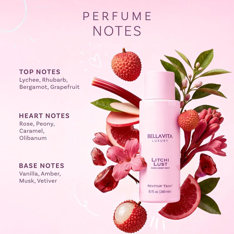 Luxury Litchi Lust Hair & Body Mist for Women - Sweet Fruity Spray | Alcohol-Free, Lightweight | 8.12 fl. oz | 240 ml