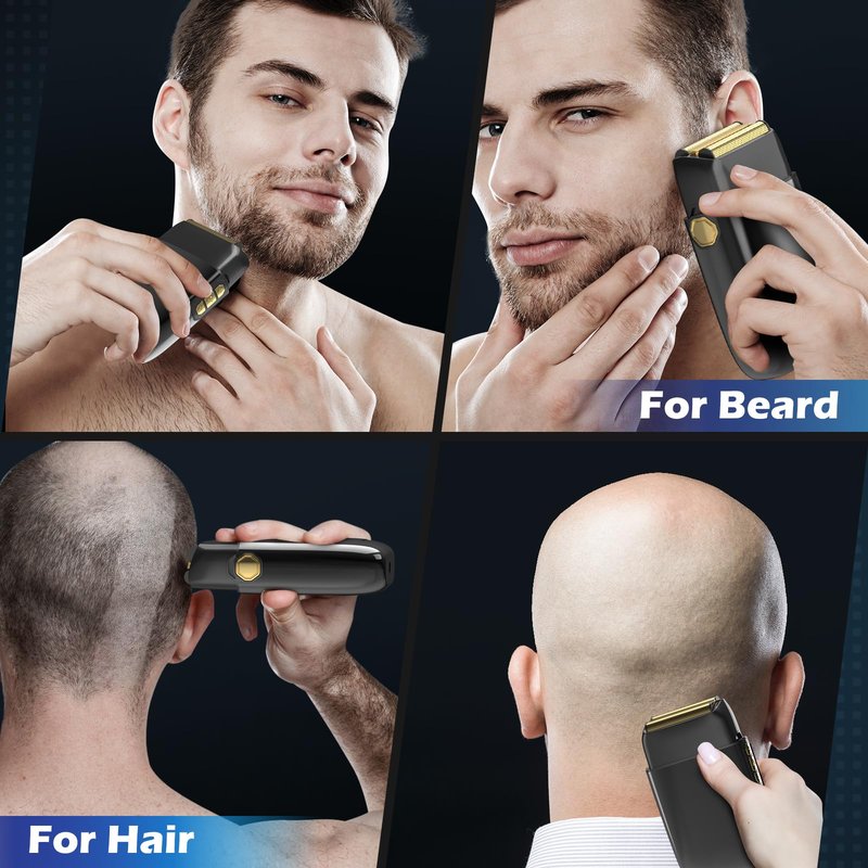 Electric Razor for Men Face, Electric Shavers for Men, Foil Shaver with 3 Adjustable Speeds, Rechargeable Waterproof Close Shave Trimmer with LED Display for Face/Beard/Head (Dark Black)