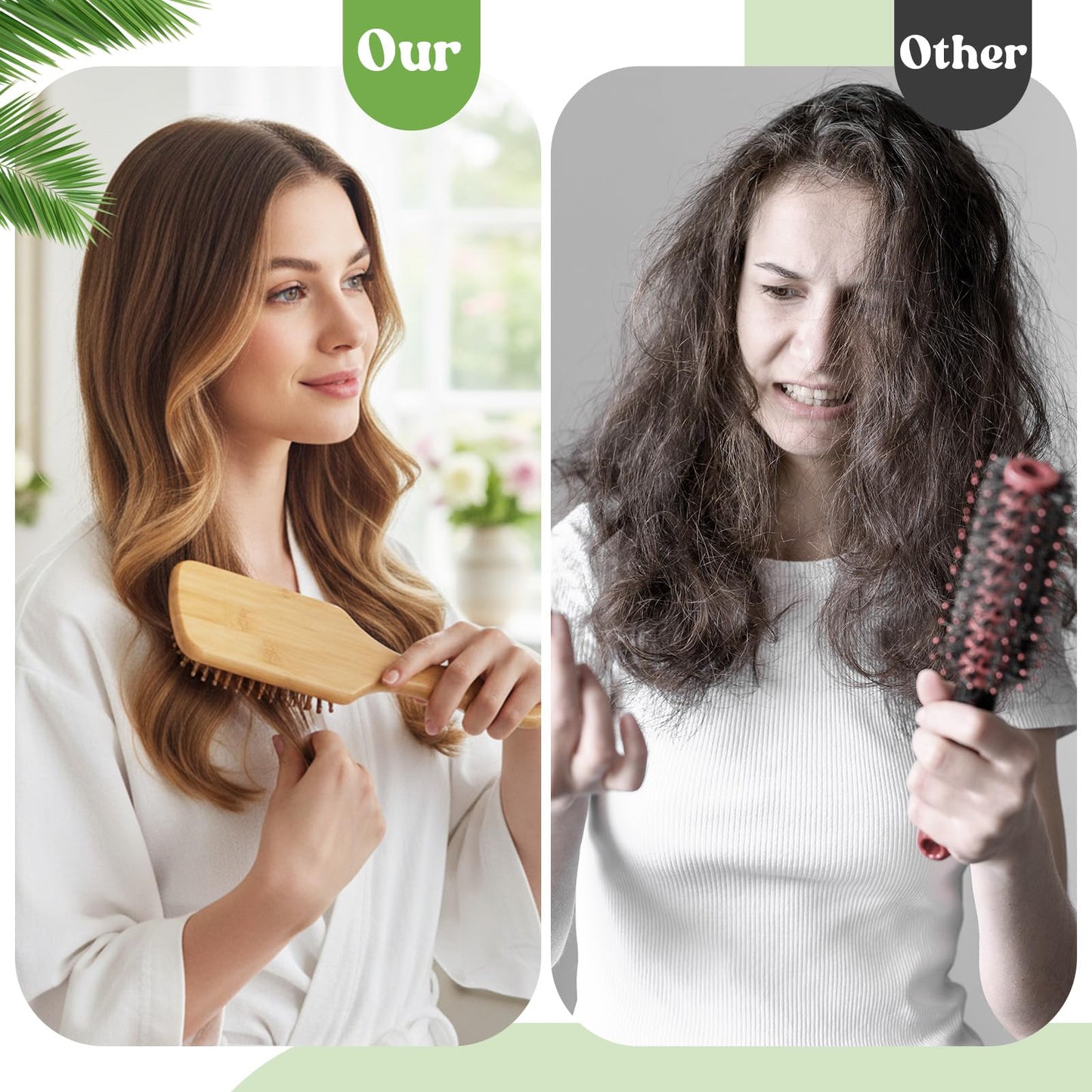 simarro 10 Pcs Wooden Bamboo Hair Brush, Bulk Anti Static Wooden Paddle Brush Scalp Massage Bamboo Bristles Styling Curly Long Hair Growth for Women Men