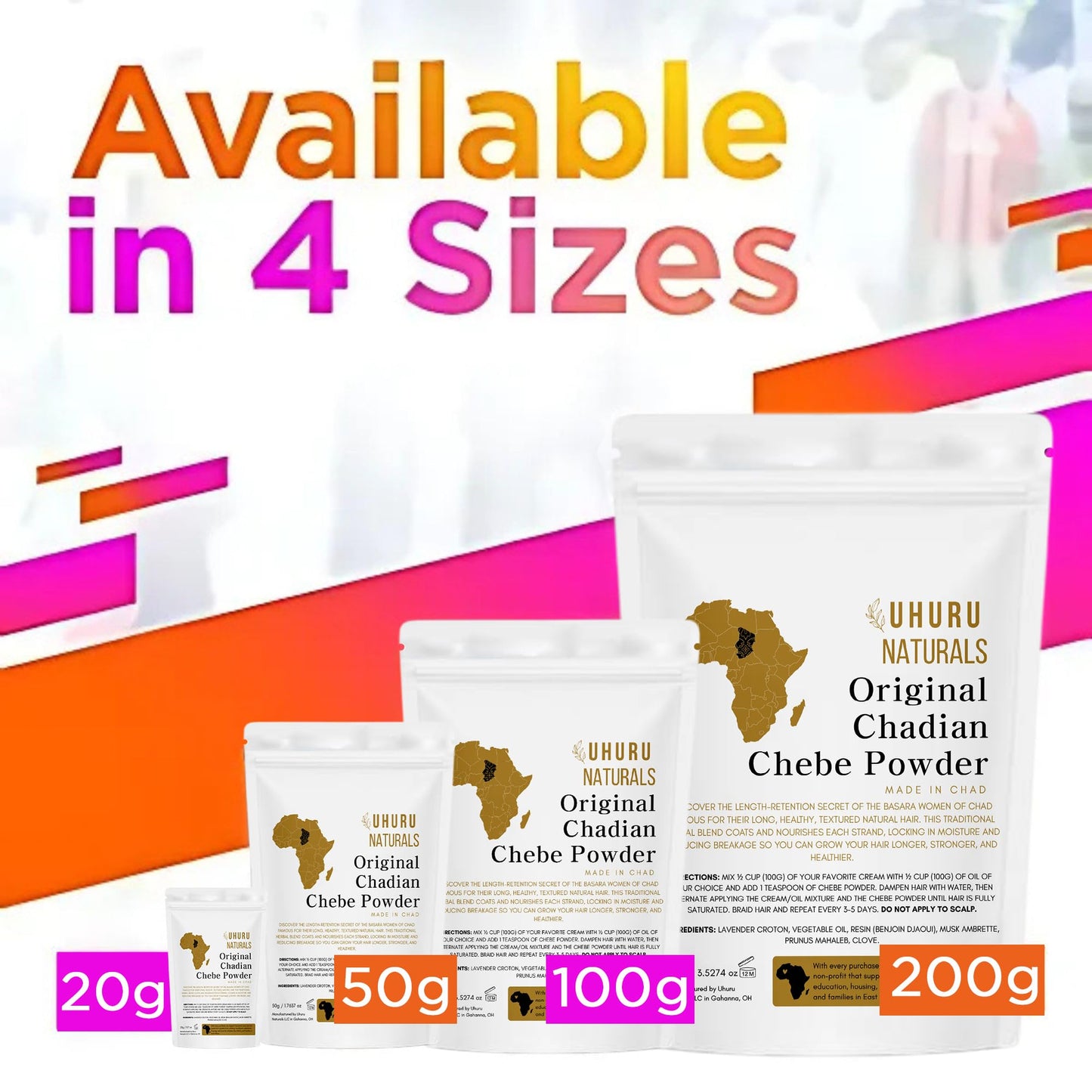 ChadianChebe™ Hair Powder (100 Grams) | Authentic African Herbal Powder from Chad for Hair Growth & Strength | Traditional Botanical Treatment for Thick, Healthy Hair